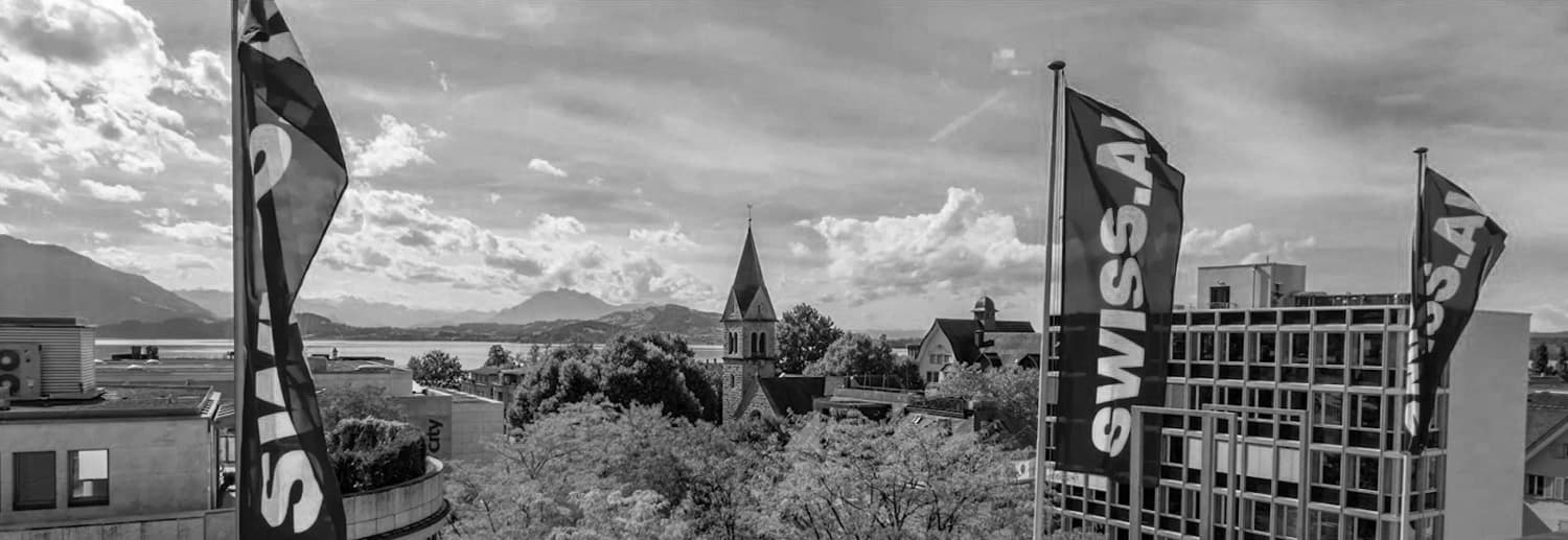 SWISS.Ai flags over Lucerne